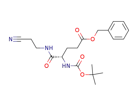 Molecular Structure of 165820-89-3 (Pentanoic acid,
5-[(2-cyanoethyl)amino]-4-[[(1,1-dimethylethoxy)carbonyl]amino]-5-oxo-,
phenylmethyl ester, (4S)-)