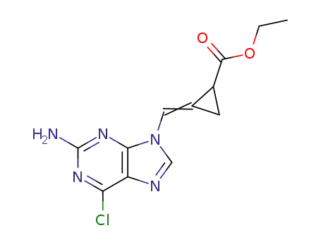 (Z,E)-2-amino-6-chloro-9-[(2-carbethoxycyclopropylidene)methyl]purine