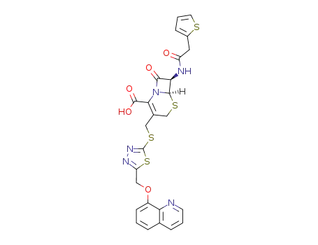 7-{[(thiophen-2-yl)acetyl]amino}-3-{[5-[(quinolin-8-yloxy)methyl]-1,3,4-thiadiazol-2-ylthio]methyl}-8-oxo-5-thia-1-azabicyclo[4.2.0]oct-2-ene-2-carboxylic acid