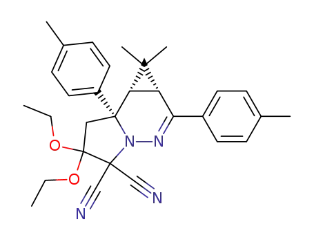 5,5-diethoxy-1,1-dimethyl-2,6a-di-p-tolyl-1,1a,5,6,6a,6b-hexahydro-cis-1a-transoid-6a,6b-3,3a-diaza-cyclopropa[e]indene-4,4-dicarbonitrile