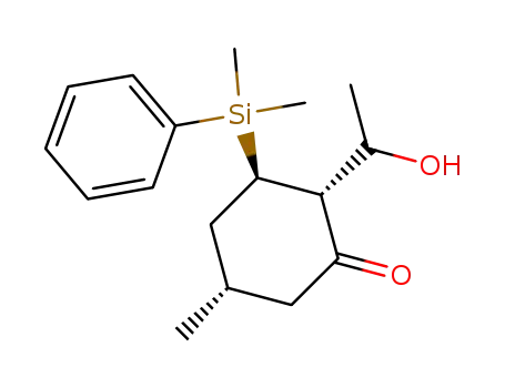 Molecular Structure of 679841-36-2 (Cyclohexanone, 3-(dimethylphenylsilyl)-2-(1-hydroxyethyl)-5-methyl-,
(2R,3R,5S)-)