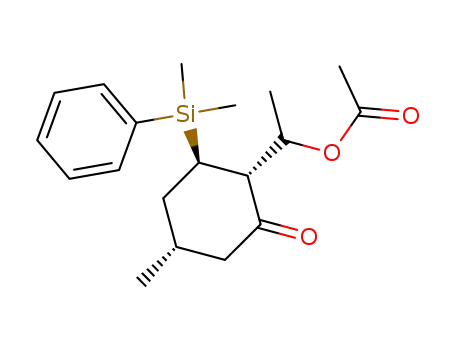 Molecular Structure of 679841-55-5 (Cyclohexanone, 2-[1-(acetyloxy)ethyl]-3-(dimethylphenylsilyl)-5-methyl-,
(2R,3R,5S)-)