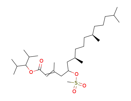 Molecular Structure of 679841-68-0 (2-Hexadecenoic acid, 3,7,11,15-tetramethyl-5-[(methylsulfonyl)oxy]-,
2-methyl-1-(1-methylethyl)propyl ester, (7R,11R)-)