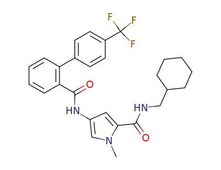 Molecular Structure of 486436-51-5 (1H-Pyrrole-2-carboxamide,
N-(cyclohexylmethyl)-1-methyl-4-[[[4'-(trifluoromethyl)[1,1'-biphenyl]-2-yl]
carbonyl]amino]-)