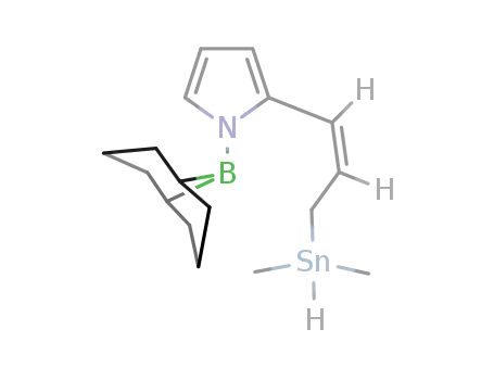 Molecular Structure of 191797-33-8 (1H-Pyrrole,
1-(9-borabicyclo[3.3.1]non-9-yl)-2-[3-(dimethylstannyl)-1-propenyl]-, (Z)-)