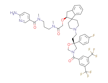 6-amino-N-(3-[(([(2S)-1'-{2-[(5R)-3-[3,5-bis(trifluoromethyl)benzoyl]-5-(4-fluorophenyl)-1,3-oxazolidin-5-yl]ethyl}-2,3-dihydrospiro[indene-1,4'-piperidin]-2-yl]oxy)acetyl)(methyl)amino]propyl)-N-methylnicotinamide