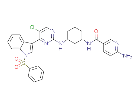 6-amino-N-((1S,3R)-3-(5-chloro-4-(1-(phenylsulfonyl)-1H-indol-3-yl)pyrimidin-2-ylamino)cyclohexyl)nicotinamide