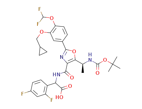 2-(5-((S)-1-((tert-butoxycarbonyl)amino)ethyl)-2-(3-(cyclopropylmethoxy)-4-(difluoromethoxy)phenyl)oxazole-4-carboxamido)-2-(2,4-difluorophenyl)acetic acid