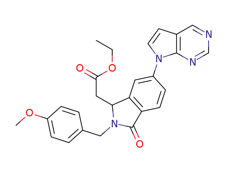 ethyl 2-(2-(4-methoxybenzyl)-3-oxo-6-(7H-pyrrolo[2,3-d]pyrimidin-7-yl)isoindolin-1-yl)acetate
