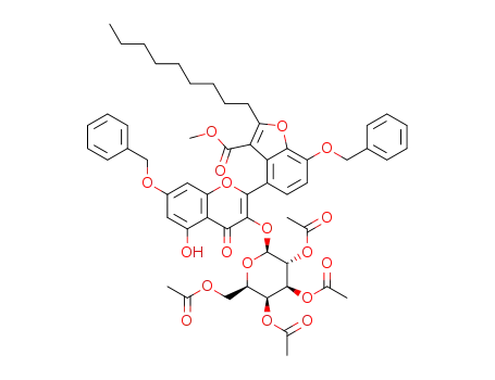 (2R,3S,4S,5R,6S)-2-(acetoxymethyl)-6-{[7-(benzyloxy)-2-(7-(benzyloxy)-3-(methoxycarbonyl)-2-nonylbenzofuran-4-yl)-5-hydroxy-4-oxo-4H-chromen-3-yl]oxy}tetrahydro-2H-pyran-3,4,5-triyl triacetate