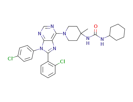 3-{1-[8-(2-chlorophenyl)-9-(4-chlorophenyl)-9H-purin-6-yl]-4-methylpiperidin-4-yl}-1-cyclohexylurea