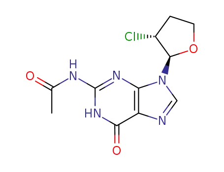 trans-N2-acetyl-9-(3-chlorotetrahydrofuran-2-yl)guanine