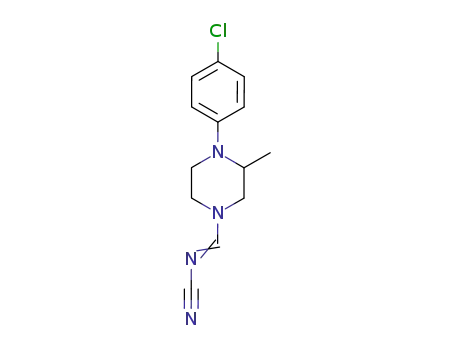 Molecular Structure of 91126-05-5 (Piperazine, 1-(4-chlorophenyl)-4-[(cyanoimino)methyl]-2-methyl-)