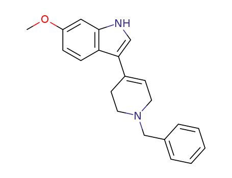 Molecular Structure of 52157-77-4 (1H-Indole,
6-methoxy-3-[1,2,3,6-tetrahydro-1-(phenylmethyl)-4-pyridinyl]-)