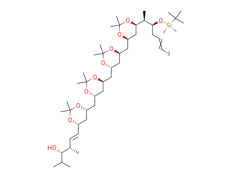 6-{6-[6-(6-{6-[2-(tert-butyl-dimethyl-silanyloxy)-5-iodo-1-methyl-pent-4-enyl]-2,2-dimethyl-[1,3]dioxan-4-ylmethyl}-2,2-dimethyl-[1,3]dioxan-4-ylmethyl)-2,2-dimethyl-[1,3]dioxan-4-ylmethyl]-2,2-dimethyl-[1,3]dioxan-4-yl}-2,4-dimethyl-hex-5-en-3-ol