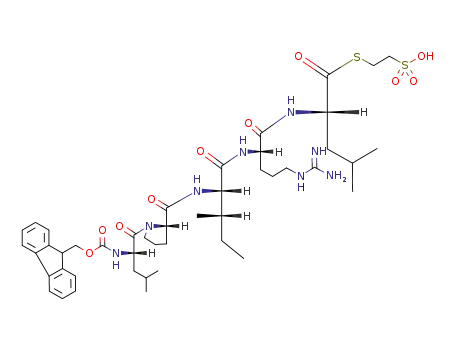 (S)-2-{(S)-2-[(2S,3S)-2-({(S)-1-[(S)-2-(9H-Fluoren-9-ylmethoxycarbonylamino)-4-methyl-pentanoyl]-pyrrolidine-2-carbonyl}-amino)-3-methyl-pentanoylamino]-5-guanidino-pentanoylamino}-4-methyl-pentanethioic acid S-(2-sulfo-ethyl) ester