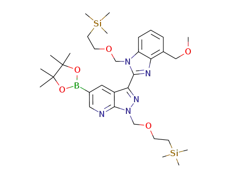 3-[4-methoxymethyl-1-(2-trimethylsilanyl-ethoxymethyl)-1H-benzoimidazol-2-yl]-5-(4,4,5,5-tetramethyl-[1,3,2]dioxaborolan-2-yl)-1-(2-trimethylsilanyl-ethoxymethyl)-1H-pyrazolo[3,4-b]pyridine