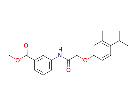 Molecular Structure of 430470-37-4 (Benzoic acid, 3-[[[3-methyl-4-(1-methylethyl)phenoxy]acetyl]amino]-,
methyl ester)