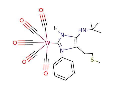 pentacarbonyltungsten(Δ4-(CNHC(HN(t-Bu))C(CH2CH2SMe)N(Ph)))