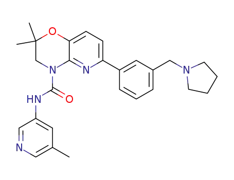2,2-dimethyl-N-(5-methylpyridin-3-yl)-6-(3-(pyrrolidin-1-ylmethyl)phenyl)-2H-pyrido[3,2-b][1,4]oxazine-4(3H)-carboxamide