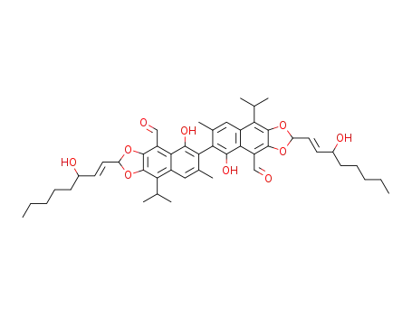 5,5'-dihydroxy-2,2'-bis((E)-3-hydroxyoct-1-en-1-yl)-9,9'-diisopropyl-7,7'-dimethyl-[6,6'-binaphtho[2,3-d][1,3]dioxole]-4,4'-dicarbaldehyde