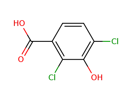 Molecular Structure of 91658-93-4 (Benzoic acid, 2,4-dichloro-3-hydroxy-)