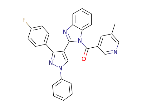 (2-(3-(4-fluorophenyl)-1-phenyl-1H-pyrazol-4-yl)-1H-benzo[d]imidazol-1-yl)(5-methylpyridin-3-yl)methanone