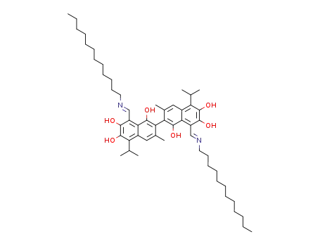 Molecular Structure of 5463-57-0 ([2,2'-Binaphthalene]-1,1',6,6',7,7'-hexol,8,8'-bis[(dodecylimino)methyl]-3,3'-dimethyl-5,5'-bis(1-methylethyl)-)
