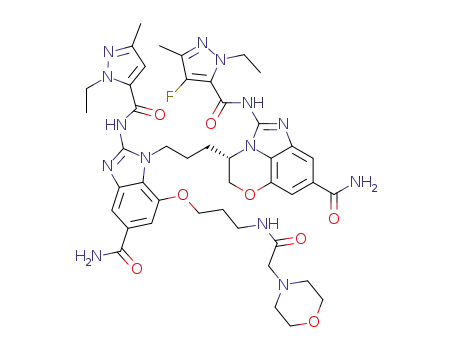 (S)-3-(3-(5-carbamoyl-2-(1-ethyl-3-methyl-1H-pyrazole-5-carboxamido)-7-(3-(2-morpholinoacetamido)propoxy)-1H-benzo[d]imidazol-1-yl)propyl)-2-(1-ethyl-4-fluoro-3-methyl-1H-pyrazole-5-carboxamido)-3,4-dihydro-5-oxa-1,2a-diazaacenaphthylene-7-carboxamide