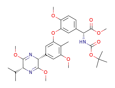 (R)-tert-Butoxycarbonylamino-{3-[5-((2R,5R)-5-isopropyl-3,6-dimethoxy-2,5-dihydro-pyrazin-2-yl)-3-methoxy-2-methyl-phenoxy]-4-methoxy-phenyl}-acetic acid methyl ester