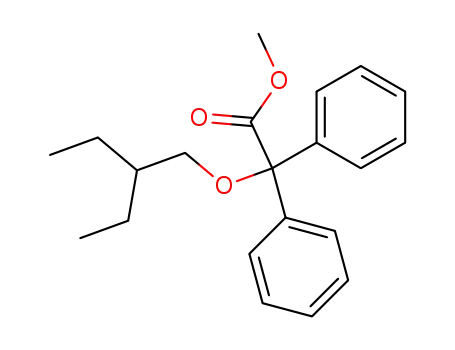 Molecular Structure of 91284-00-3 (Benzeneacetic acid, a-(2-ethylbutoxy)-a-phenyl-, methyl ester)