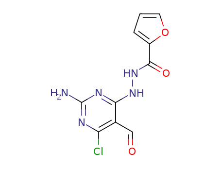 Molecular Structure of 377729-80-1 (2-Furancarboxylic acid,
2-(2-amino-6-chloro-5-formyl-4-pyrimidinyl)hydrazide)