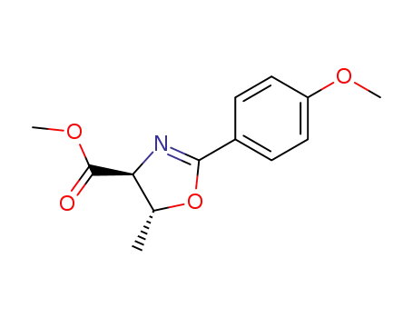 Molecular Structure of 704910-29-2 (4-Oxazolecarboxylic acid, 4,5-dihydro-2-(4-methoxyphenyl)-5-methyl-,
methyl ester, (4S,5R)-)