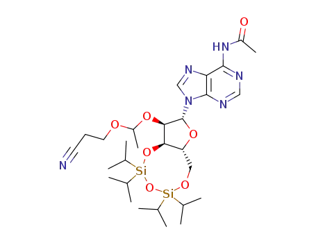 Molecular Structure of 828247-66-1 (Adenosine,
N-acetyl-2'-O-[1-(2-cyanoethoxy)ethyl]-3',5'-O-[1,1,3,3-tetrakis(1-methyl
ethyl)-1,3-disiloxanediyl]-)