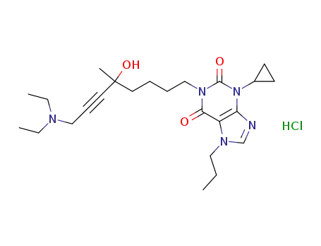 3-Cyclopropyl-1-(8-diethylamino-5-hydroxy-5-methyl-6-octynyl)-7-propylxanthine hydrochloride