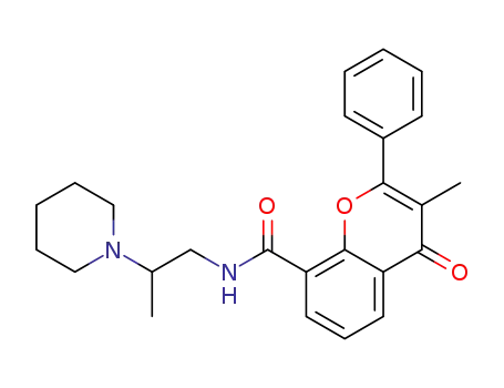Molecular Structure of 92606-55-8 (4H-1-Benzopyran-8-carboxamide,
3-methyl-4-oxo-2-phenyl-N-[2-(1-piperidinyl)propyl]-)