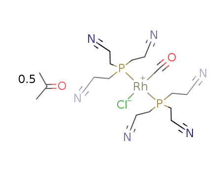 trans-RhCl(CO)(tris(cyanoethyl)phosphine)2 * 0.5 Me2CO
