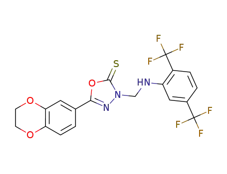 3-(((2,5-bis(trifluoromethyl)phenyl)amino)methyl)-5-(2,3-dihydrobenzo[b][1,4]dioxin-6-yl)-1,3,4-oxadiazole-2(3H)-thione
