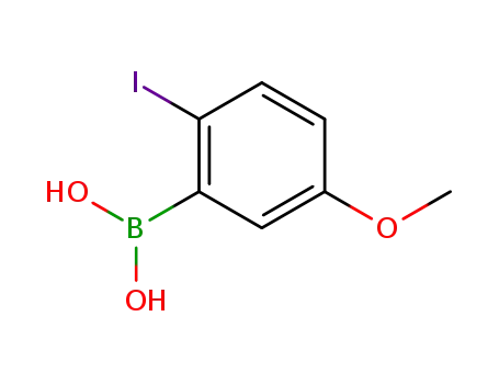 Molecular Structure of 89694-50-8 ((2-Iodo-5-methoxyphenyl)boronic acid)