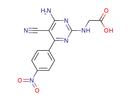 [(4-amino-5-cyano-6-(4-nitrophenyl)-2-pyrimidinyl)amino]acetic acid