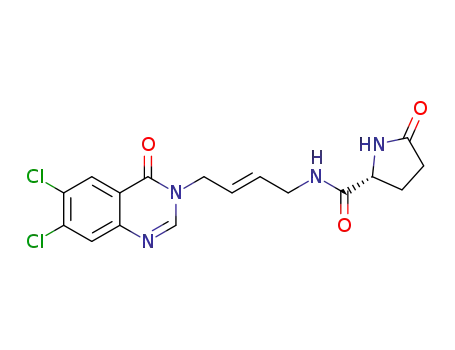 (R,E)-N-(4-(6,7-dichloro-4-oxoquinazolin-3(4H)-yl)but-2-en-1-yl)-5-oxopyrrolidine-2-carboxamide