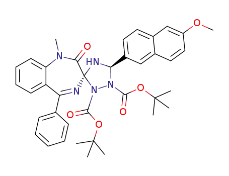 di-tert-butyl 5'-(6-methoxynaphthalen-2-yl)-1-methyl-2-oxo-5-phenyl-1,2-dihydrospiro[benzo[e][1,4]diazepine-3,3'-[1,2,4]triazolidine]-1',2'-dicarboxylate