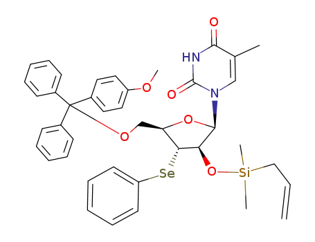 1-<5'-O-(monomethoxytrityl)-(2'-O-allyldimethylsilyl)-3'-deoxy-3'-phenylseleno-β-D-arabinofuranosyl>thymine