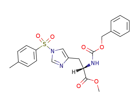 Molecular Structure of 95485-21-5 (L-Histidine, 1-[(4-methylphenyl)sulfonyl]-N-[(phenylmethoxy)carbonyl]-,
methyl ester)