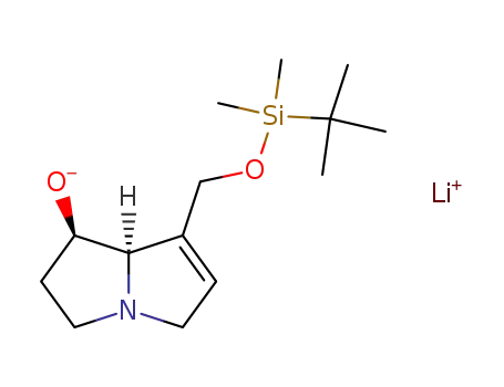 Molecular Structure of 89710-47-4 (1H-Pyrrolizin-1-ol,
7-[[[(1,1-dimethylethyl)dimethylsilyl]oxy]methyl]-2,3,5,7a-tetrahydro-,
lithium salt, trans-)