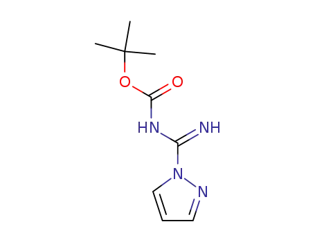 Molecular Structure of 152120-61-1 (N-(TERT-BUTOXYCARBONYL)-1 H-PYRAZOLE-1-CARBOXAMIDINE)