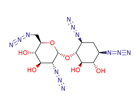 Molecular Structure of 671809-10-2 ((3R,4R,6R)-5-AZIDO-2-AZIDOMETHYL-6-((1S,2S,4S)-4,6-DIAZIDO-2,3-DIHYDROXY-CYCLOHEXYLOXY)-TETRAHYDRO-PYRAN-3,4-DIOL)