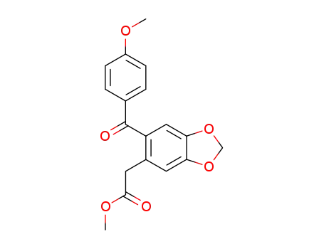 Molecular Structure of 197369-11-2 (1,3-Benzodioxole-5-acetic acid, 6-(4-methoxybenzoyl)-, methyl ester)