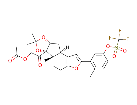 Acetic acid 2-oxo-2-[(5aS,5bS,8aR,9aR)-5a,7,7-trimethyl-2-(2-methyl-5-trifluoromethanesulfonyloxy-phenyl)-4,5,5a,8a,9,9a-hexahydro-3,6,8-trioxa-cyclopenta[b]-as-indacen-5b-yl]-ethyl ester