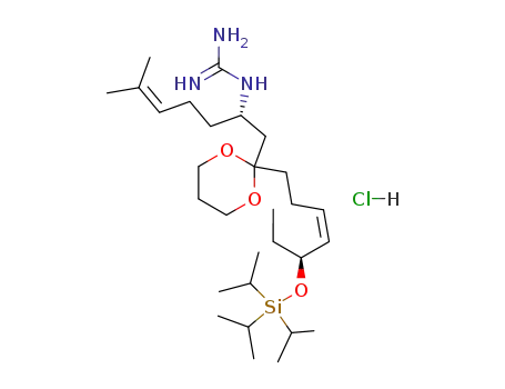 N-{(S)-5-Methyl-1-[2-((Z)-(S)-5-triisopropylsilanyloxy-hept-3-enyl)-[1,3]dioxan-2-ylmethyl]-hex-4-enyl}-guanidine; hydrochloride
